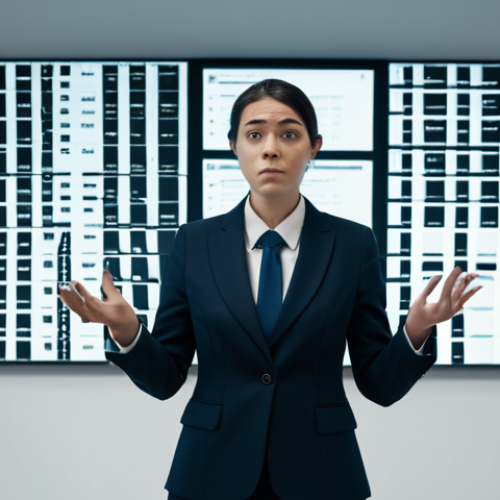Home 21 A confused professional individual, appearing to be a customer, facing a digital interface or document on a screen. The interface is depicted as an abstract, impenetrable wall of complex, small, unreadable text and symbols, metaphorically representing jargon and obscurity. The person is dressed in a modest business suit, with a slight furrow in their brow indicating mild frustration and disengagement. The setting is a modern, minimalist office environment with subtle digital glowing elements. The overall atmosphere conveys a sense of disconnect and a barrier to understanding. Professional photography, high quality, realistic cinematic lighting. Fully clothed, appropriate attire, safe for work, perfect anatomy, correct proportions, natural pose, well-formed hands, proper finger count, natural body proportions, appropriate content, professional dress, modest.