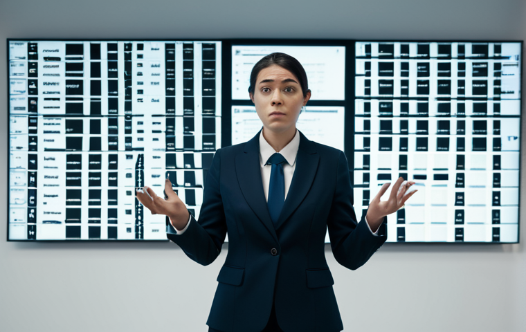 A confused professional individual, appearing to be a customer, facing a digital interface or document on a screen. The interface is depicted as an abstract, impenetrable wall of complex, small, unreadable text and symbols, metaphorically representing jargon and obscurity. The person is dressed in a modest business suit, with a slight furrow in their brow indicating mild frustration and disengagement. The setting is a modern, minimalist office environment with subtle digital glowing elements. The overall atmosphere conveys a sense of disconnect and a barrier to understanding. Professional photography, high quality, realistic cinematic lighting. Fully clothed, appropriate attire, safe for work, perfect anatomy, correct proportions, natural pose, well-formed hands, proper finger count, natural body proportions, appropriate content, professional dress, modest.