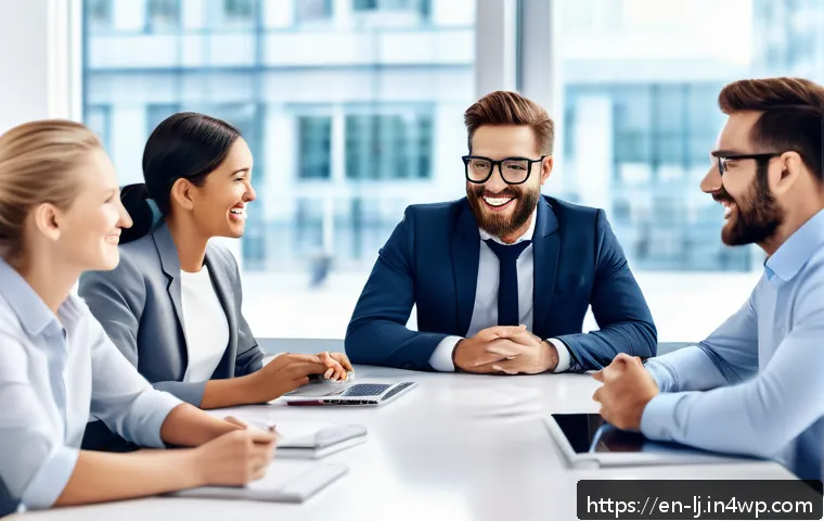 전문용어 단순화의 실제 적용 사례 연구 - A modern office meeting scene with a diverse team of professionals, including developers and markete...